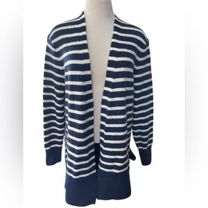 MADEWELL Navy Blue White Open Cardigan‎ Wool Alpaca Soft Classic Size SMALL